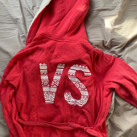 Victoria's Secret Other - Victoria's Secret Red Robe With Fleece Lined Hood